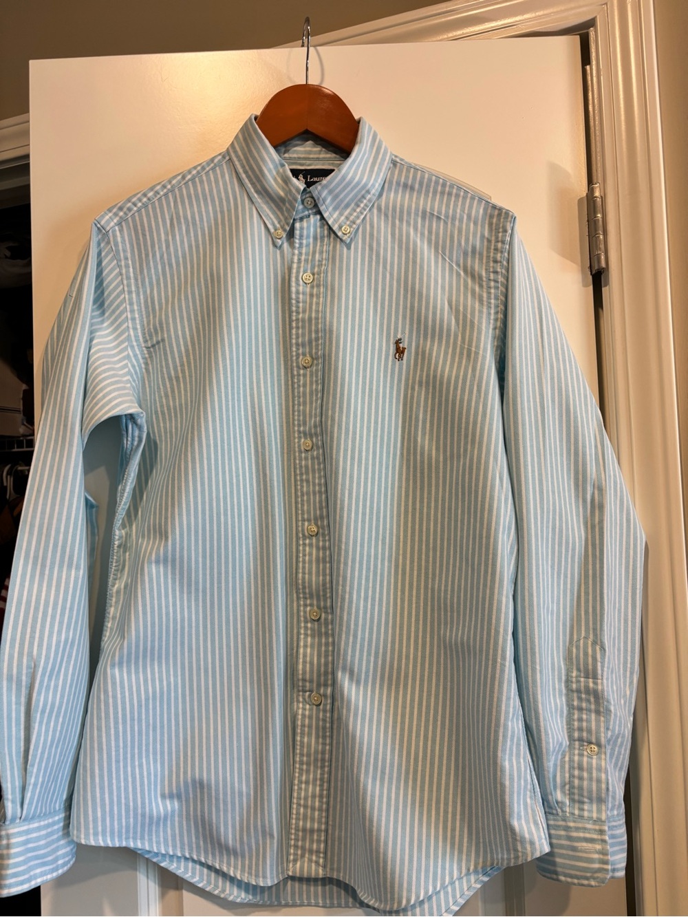 Ralph Lauren Light Blue & White Striped Button-Down Shirt. Classic Fit. M. - Picture 3 of 13